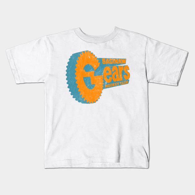 Saginaw Gears ------ 70s Hockey Team Kids T-Shirt by CultOfRomance